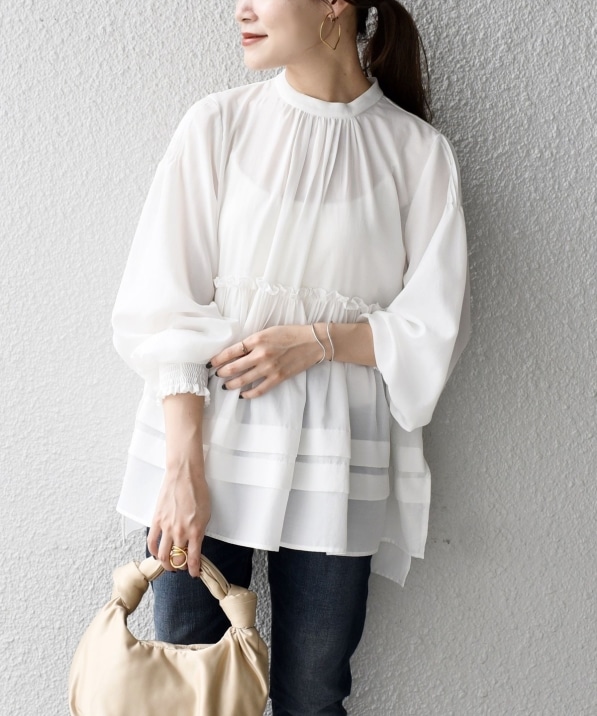 Web限定 手洗い可能 ピンタックスタンドカラーブラウス シャツ ブラウス Ships 公式サイト 株式会社シップス