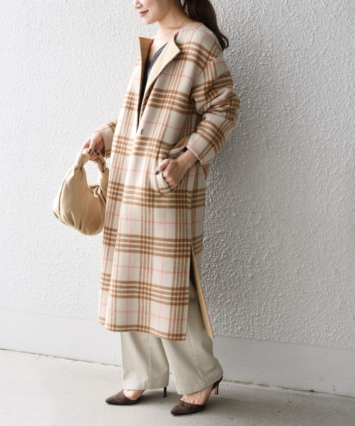 ノーカラーチェックリバーコート アウター ジャケット Ships 公式サイト 株式会社シップス