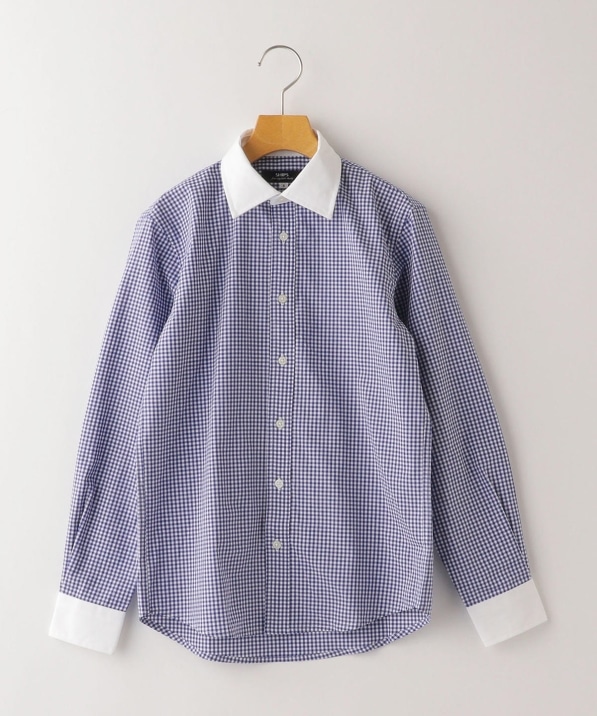 SHIPS KIDS:ギンガム クレリック レギュラーカラー シャツ(145～160cm 