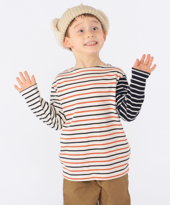 SHIPS KIDS:オーガニック コットン バスクシャツ(100〜130cm)