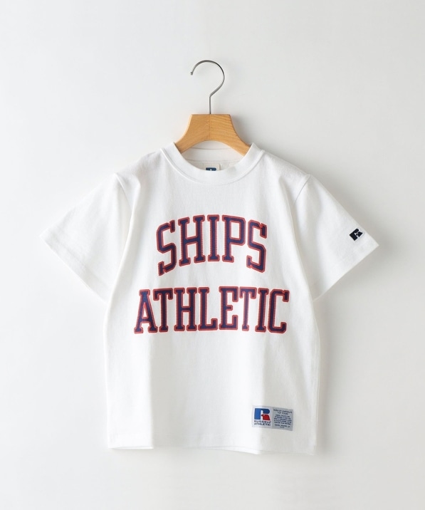 【SHIPS KIDS別注】RUSSELL ATHLETIC:ビッグ ロゴ TEE(80〜90cm)