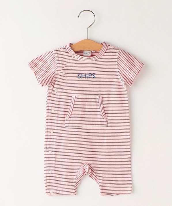 SHIPS KIDS:半袖 ロゴ ロンパース